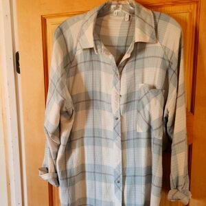 BKE Blue and White Casual Button Down Shirt